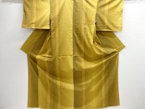 未使用品　縞織り出し手織り紬着物